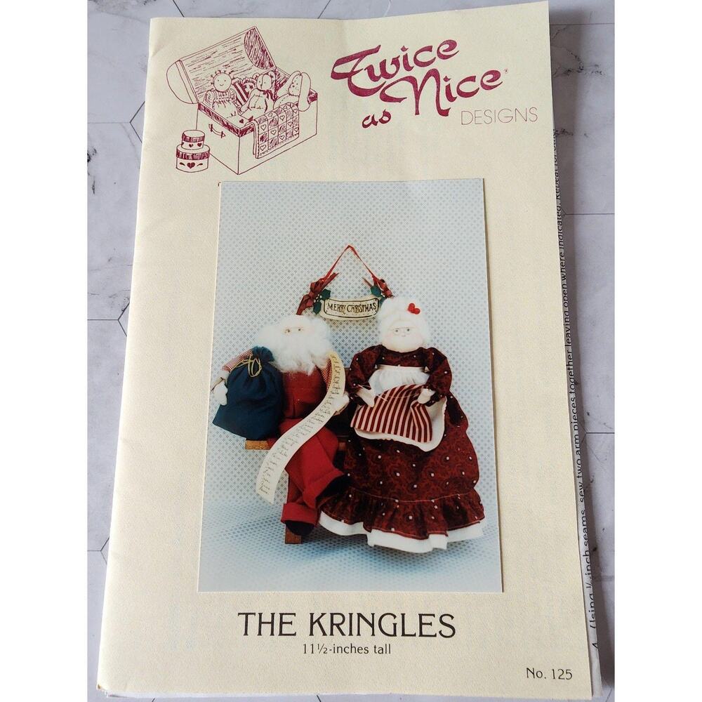 Twice As Nice Designs The Kringles 11.5" Santa and Mrs. Claus Doll Pattern #125